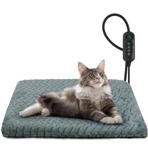 Heated Cat Bed Electric Heating Pad Waterproof Adjustable Timer Auto Shut Off